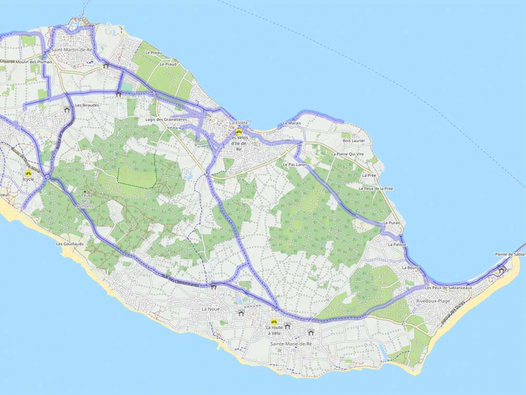 Carte des pistes cyclables | Île de Ré | Cycland